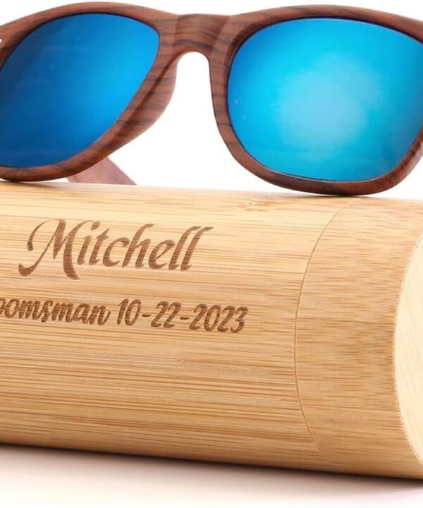 Personalized Wooden Unisex Sunglasses UV400, Groomsmen Gifts, Bridesmaid Gifts, Mens Gift, Gift for Her