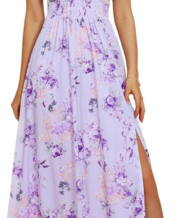 GRACE KARIN 2026 Women's Summer Floral Print Flowy A Line Maxi Dresses Sleeveless Smocked Off Shoulder Dress