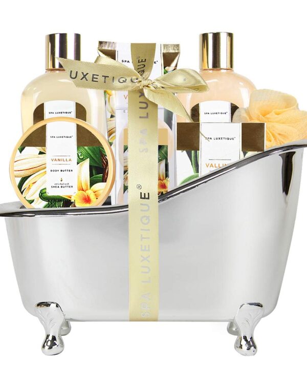 Gifts for Women, Spa Luxetique Spa Gift Baskets for Women, 8 Pcs Vanilla Bath Gift Sets, Vanilla Gift Baskets, Valentine's Day Gifts