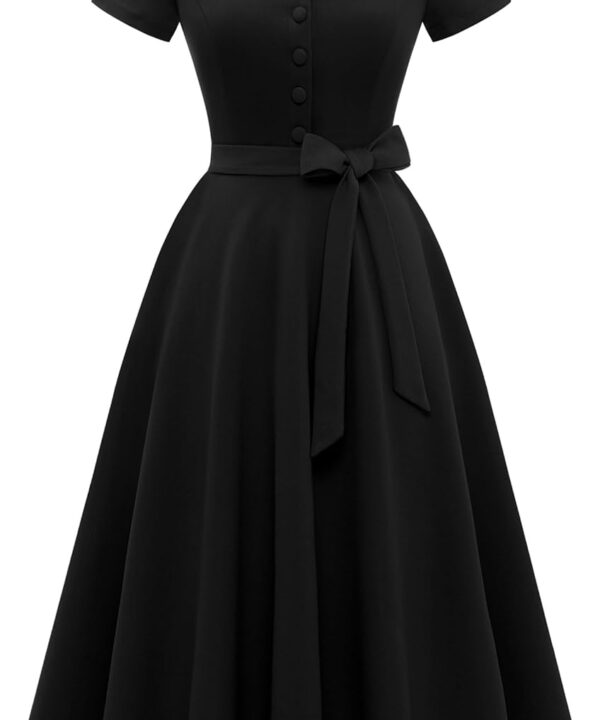 Wedtrend Women's Vintage Tea Dress, Short Sleeve Cocktail Party Dress Work Church Casual Dress