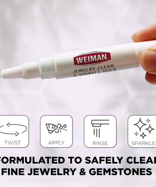 Weiman Jewelry Cleaner & Sparkle Stick - Portable, On-The-Go Cleaning for Diamond Engagement Rings, Wedding Rings, Gemstones, Necklaces, Earrings, Bracelets
