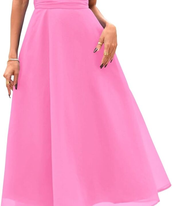 PRETTYGARDEN Womens Summer Dresses 2025 Spaghetti Strap Sleeveless Smocked Flowy Midi Wedding Guest Dress with Pockets