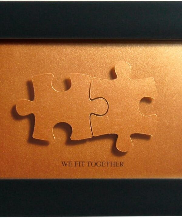IGREAN We fit together Puzzle Paper Cut Art, Bronze Gift for 8th Anniversary, him or her, DIY the Name and Date on Jigsaw, Valentines Day Gift from Wife