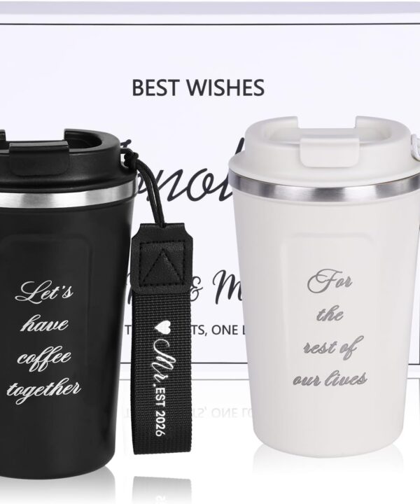 Mr and Mrs Gifts 2026, Stainless Steel Insulated Coffee Mug for Couples, Wedding/Engagement/Bridal Shower Gifts for Newlywed, Bride and Groom - 12 Oz