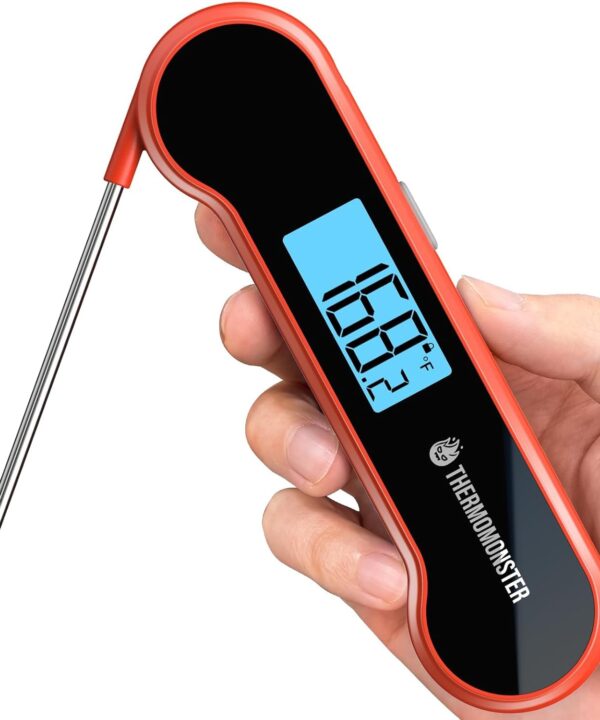 0.5 Sec Instant Read Meat Thermometer Digital with 0.5 Precision, Food Thermometer for Cooking Kitchen Gadgets, Oven Grill Candy BBQ Essentials Accessories, Gifts for Him Dad Men Birthday, Red