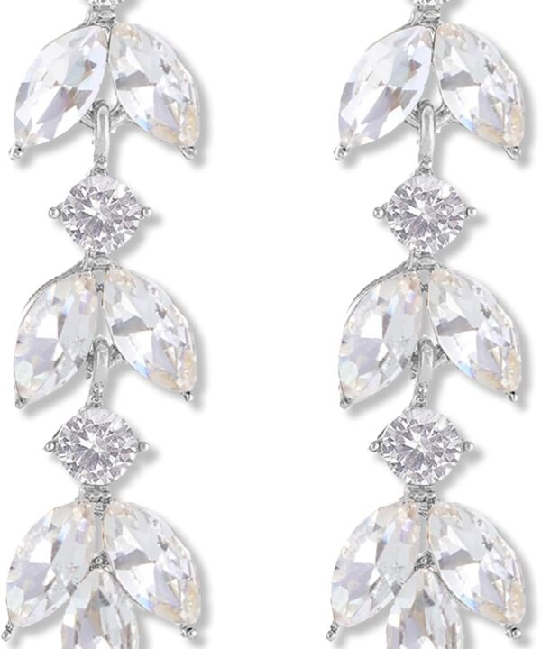 ATIMIGO Elegant Crystal Dangle Wedding Earrings for Brides Sparkly Rhinestone Marquise Drop Dangling Earrings for Women Bridesmaids Prom Formal