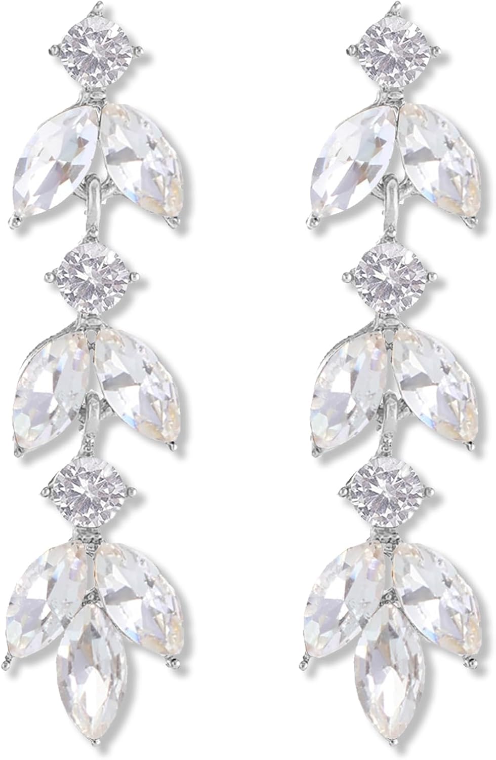 ATIMIGO Elegant Crystal Dangle Wedding Earrings for Brides Sparkly Rhinestone Marquise Drop Dangling Earrings for Women Bridesmaids Prom Formal