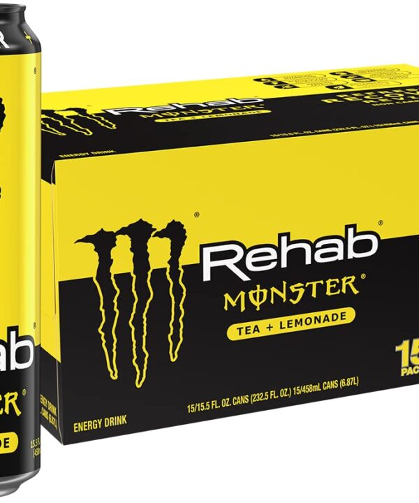 Monster Rehab Tea + Lemonade + Energy, Energy Drink 15.5 Ounce | Energy Iced Tea, Pack of 15