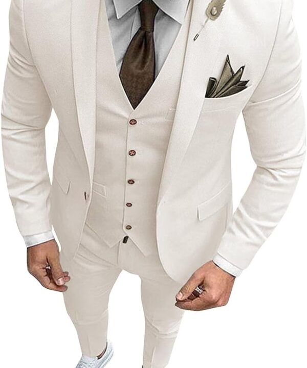 Mens 3 Piece Suit Slim Fit Mens Suits Big and Tall for Wedding Groomsmen Suit Blazer Vest Pants Single Breasted