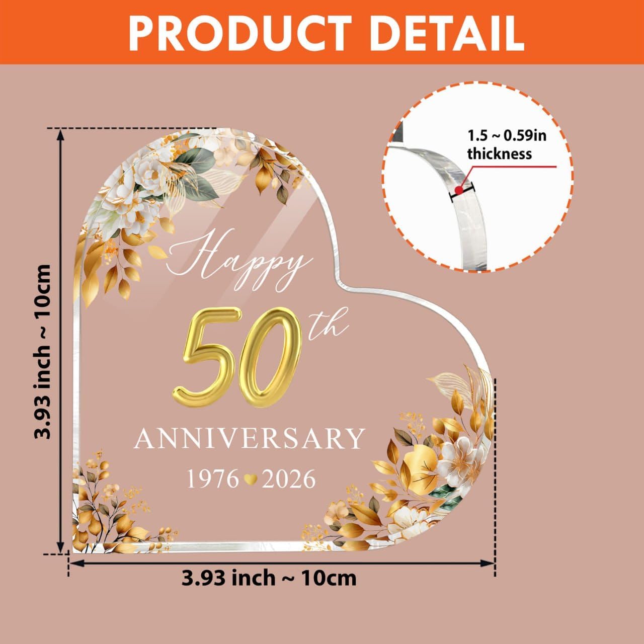 50th Wedding Anniversary Acrylic Cake Topper, 50 th Anniversary Decorations, 50 Wedding Topper, 50 Years Of Married Gifts (50th Anniversary Cake topper 2026)