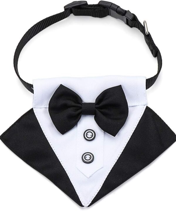 Formal Tie Tuxedo Bow Ties Cute Pet Accessories Dog Cat Grooming Bandana Dog Suit(M,Black)