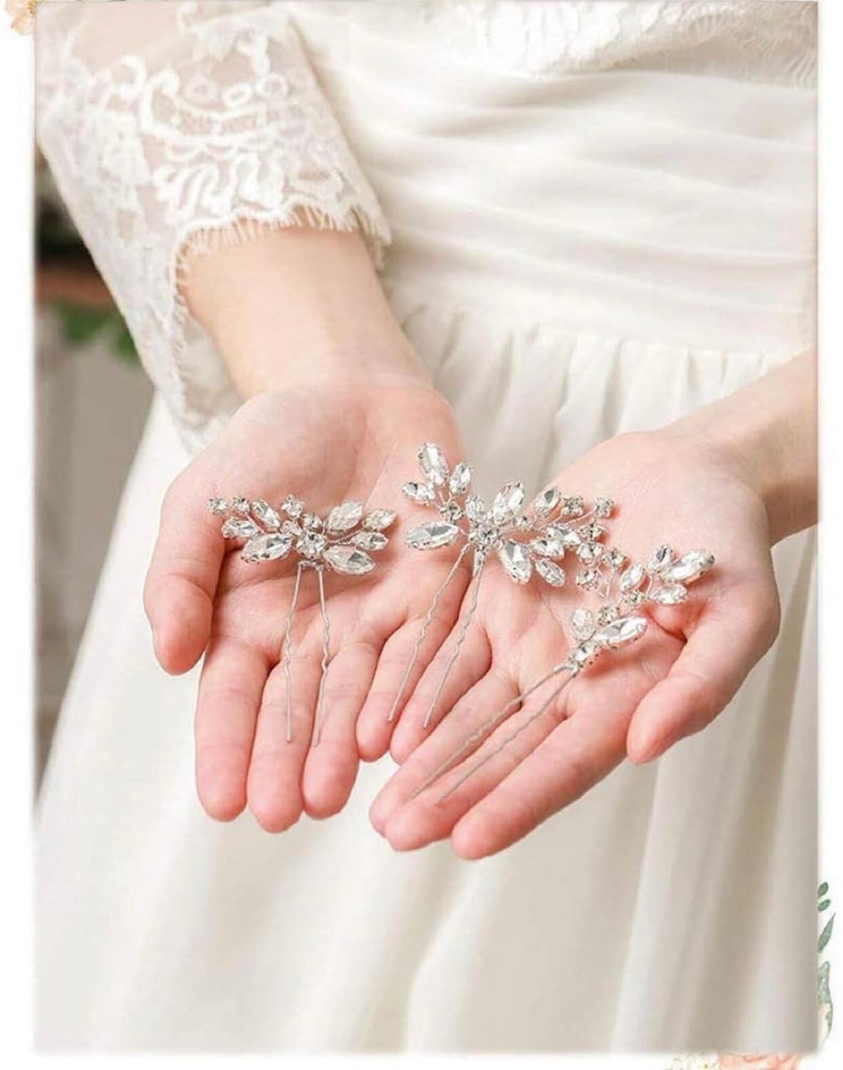 9 Pieces Bride Wedding Hair Pins Bridal Hair Accessories Set Jewelry Bridesmaids Silver HairPiece for Women