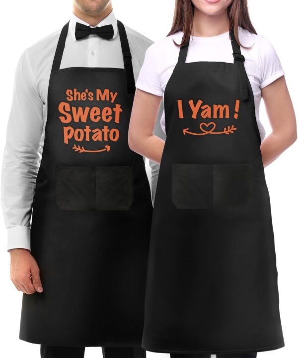 Funny Couple Aprons Set for Cooking-Couple Gifts-Engagement Anniversary Hostess Home Gifts for Couples