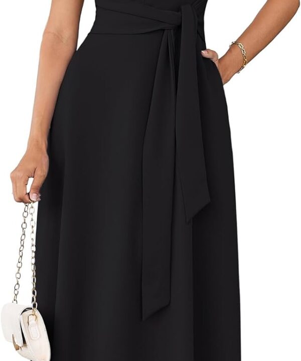 GRACE KARIN Women 2026 Work Dress Sleeveless Tie Waist Elegant Party Cocktail A Line Flowy Midi Dresses with Pockets