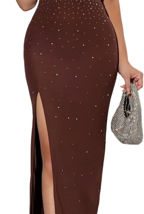 Women's Formal Guest Cocktail Party Dress - Bodycon Maxi Dresses Tight Fitted Dresses Zipper Split