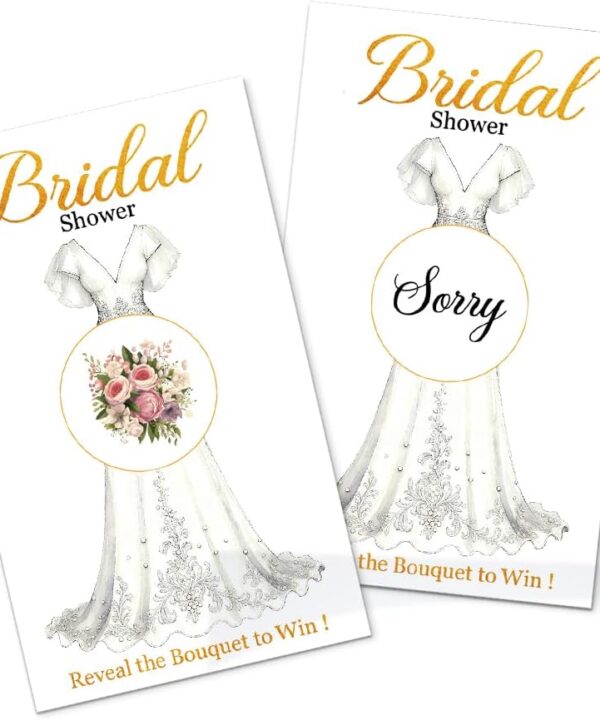 50Pcs Find Bouquet to Win Bridal Shower Scratch Off Game, Floral Scratch Card for Bridal Shower, Wedding Raffle Tickets Lottery Game, Funny Engagement Party Reveal Activities Supplies