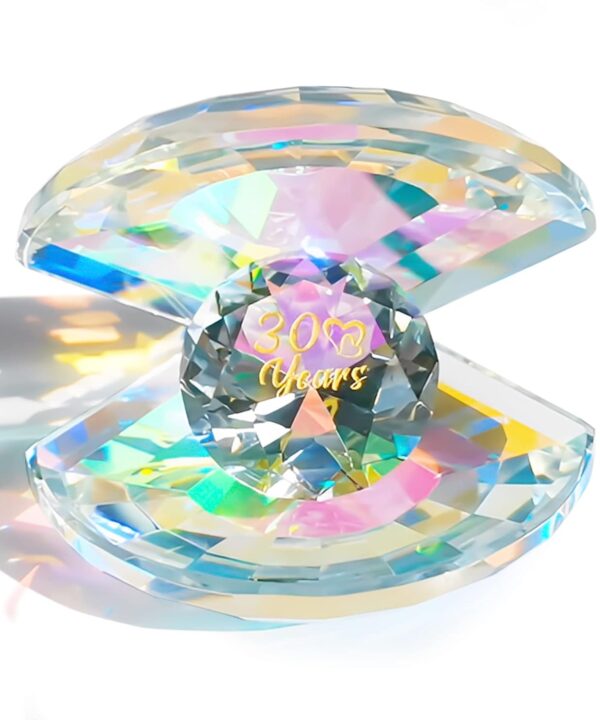 YWHL 30 Years Anniversary Crystal Figurine Gifts for Wife Husband, Traditional 30th Wedding Anniversary Shell Gift for Couples, Creative Pearl Wedding Present for Parents