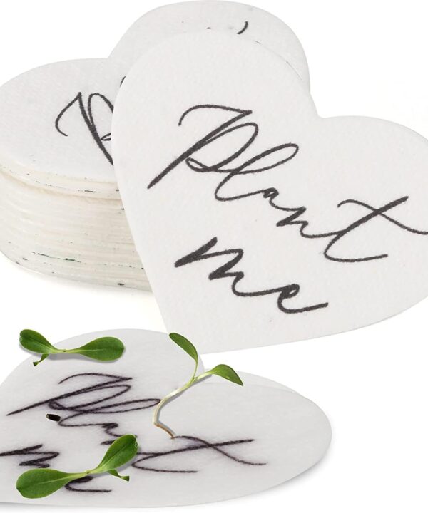 50 Plantable Wildflower Paper, Ecological Heart Shaped Babyshower Favors for Guests - Bridal Funeral Memorial Plantable Gifts NO Cards