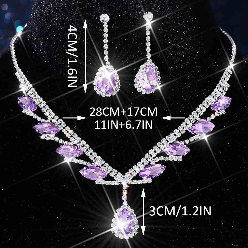 Unicra Rhinestone Bridal Wedding Jewelry Set Silver Necklace Earrings Sets Formal Prom Costume Jewelry Sets for Women and Brides