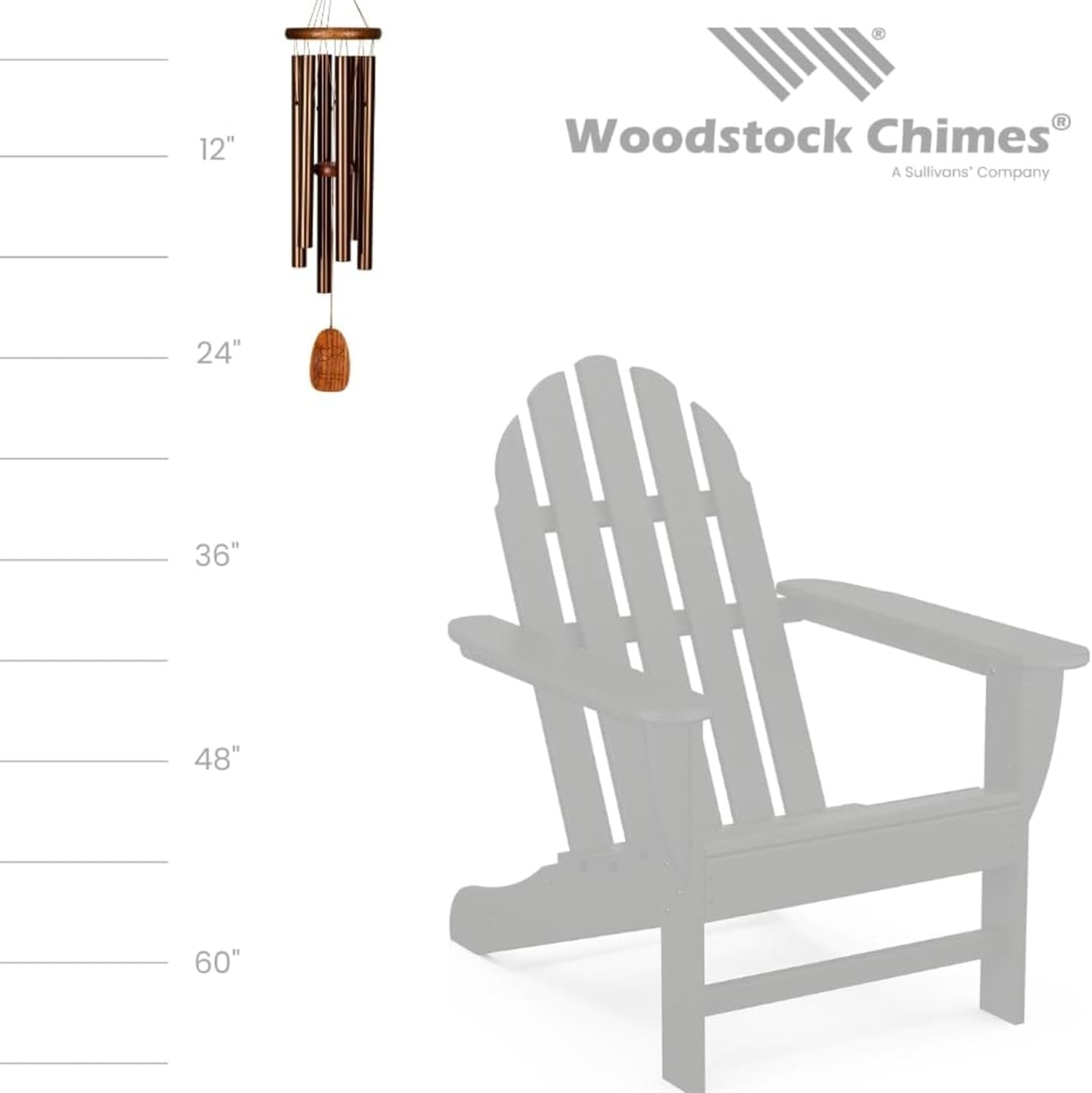 Woodstock Wind Chimes Amazing Grace Chime Medium (24) Bronze Wind Chime Inspirational and Memorial Gifts Wind Chimes for Outside Patio Home or Garden Decor