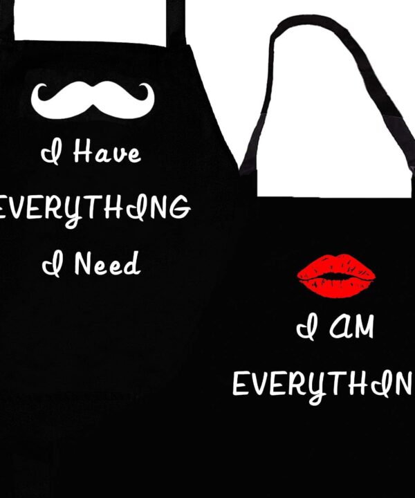 Rosoz Couples Aprons - 2 Piece Kitchen Apron Set for Engagement Wedding Anniversary, Bridal Shower Gift for Bride, Wedding Gifts for the Newly Married Couple and Valentines Day