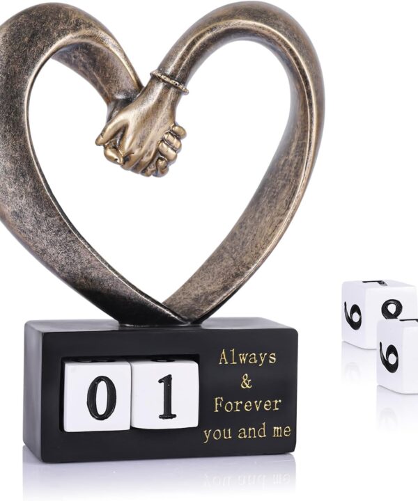 Hand Sculpture Kit for 2 Hands Statue, Bronze Finish Resin Love Heart Sculpture, 1st to 50th Wedding for Couple Wife,Statues for Home Decor,Anniversary Romantic