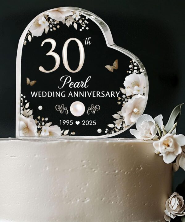 30th Wedding Anniversary Acrylic Cake Topper, 30 th Pearl Anniversary Decorations, 30 Wedding Topper, 30 Years Of Marriage Gifts, Wedding Keepsake Gift