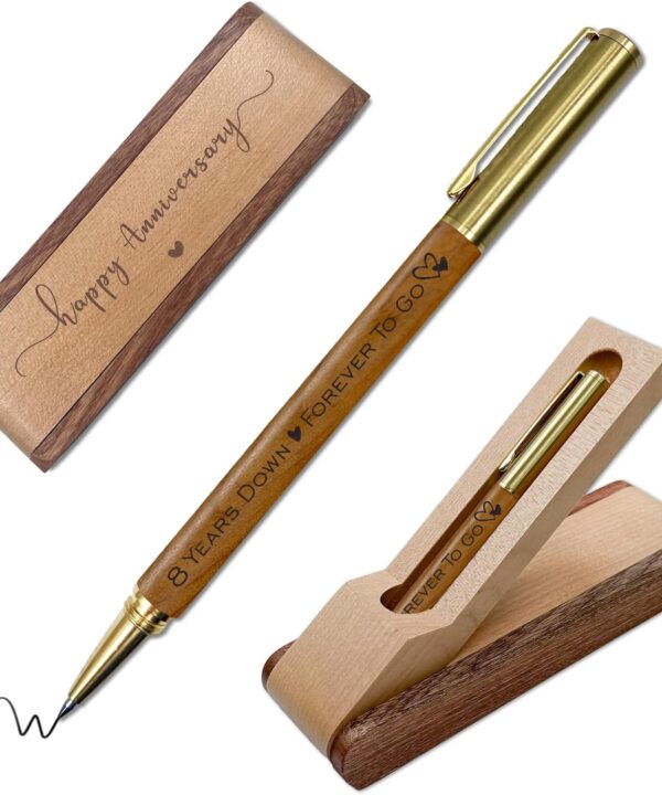 8th Anniversary Ballpoint Pen Set Gift for Couple, 8 Year Bronze Anniversary Keepsake, 8 Year Anniversary Wedding Gifts for Wife, Husband, 8 years Marriage Gift Executive Pen Present for Men Women