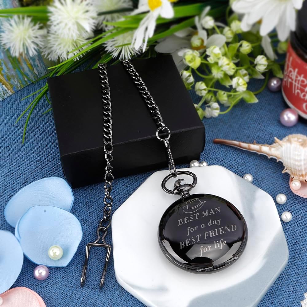 Best Man Proposal Gifts,Best Man Gifts from Groom,Pocket Watch for Groomsmen Bestman,Groomsman Proposal Gifts,Groomsman Gifts for Wedding,Bridesman Gifts for Wedding,Bridesman Proposal Gifts