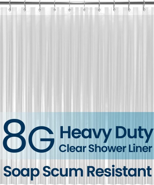 LiBa Bathroom Shower Curtain Waterproof Plastic Shower Curtain Premium PEVA Non-Toxic with Rust Proof Grommets Clear 8G Bathroom Accessories 72x72