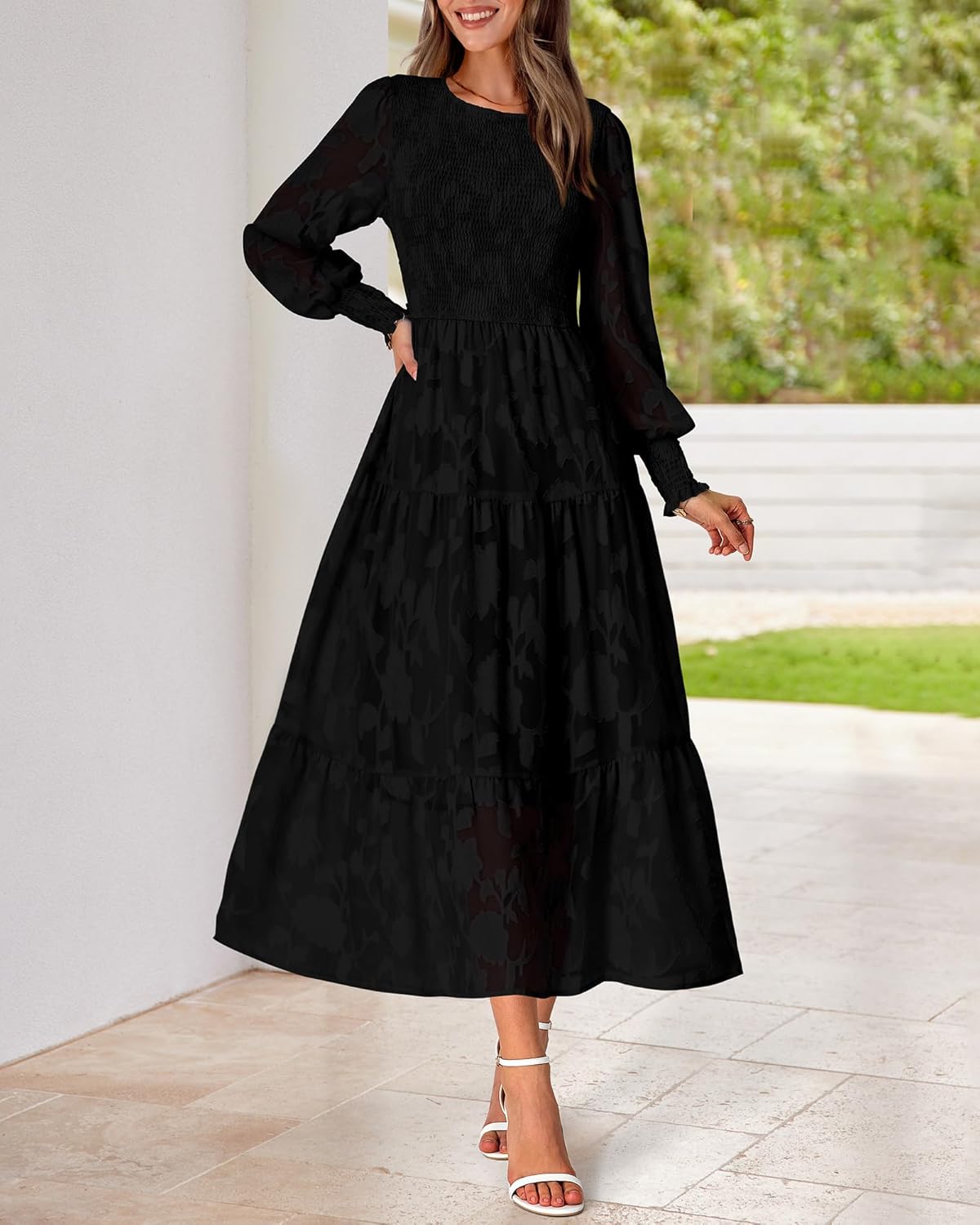 BTFBM Wedding Guest Dresses for Women Fall Fashion 2025 Casual Long Sleeve Floral Maxi Boho Homecoming Dress