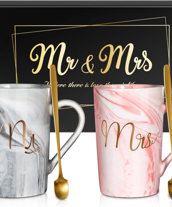 Linkax Mr and Mrs Coffee Mug Couple Gifts, Valentines Day Gifts for Him Her Women, Wedding Gifts for Couples 2026, Useful Anniversary Engagement Present for Couple Newlyweds Husband Wife Bridal
