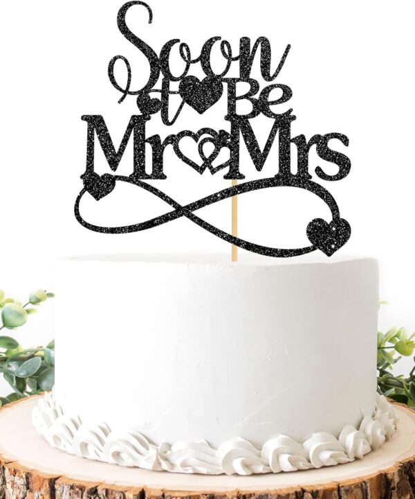 Soon to Be Mr & Mrs Cake Topper, Just Married, Bride and Groom, Glittery Happy Wedding Day Party Deocrations Supplies