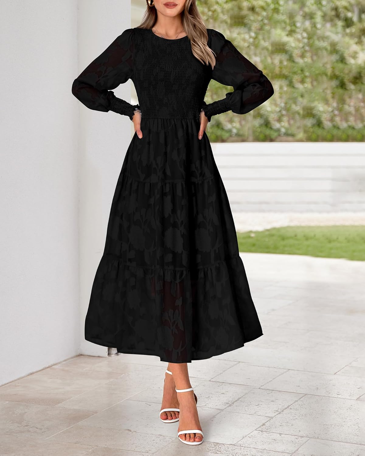 BTFBM Wedding Guest Dresses for Women Fall Fashion 2025 Casual Long Sleeve Floral Maxi Boho Homecoming Dress