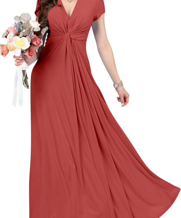 KOH KOH Womens 2026 Long Flowy Cap Sleeve Empire Waist Cocktail Maxi Dress Gown
