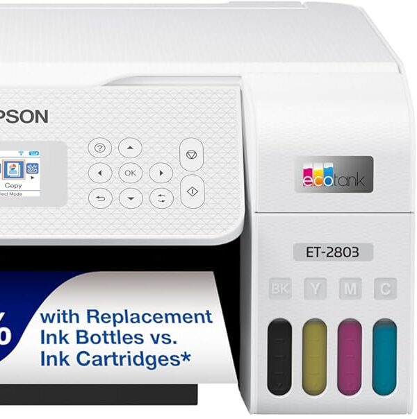 Epson EcoTank ET-2803 Wireless Color All-in-One Cartridge-Free Supertank Printer with Scan, Copy and AirPrint Support