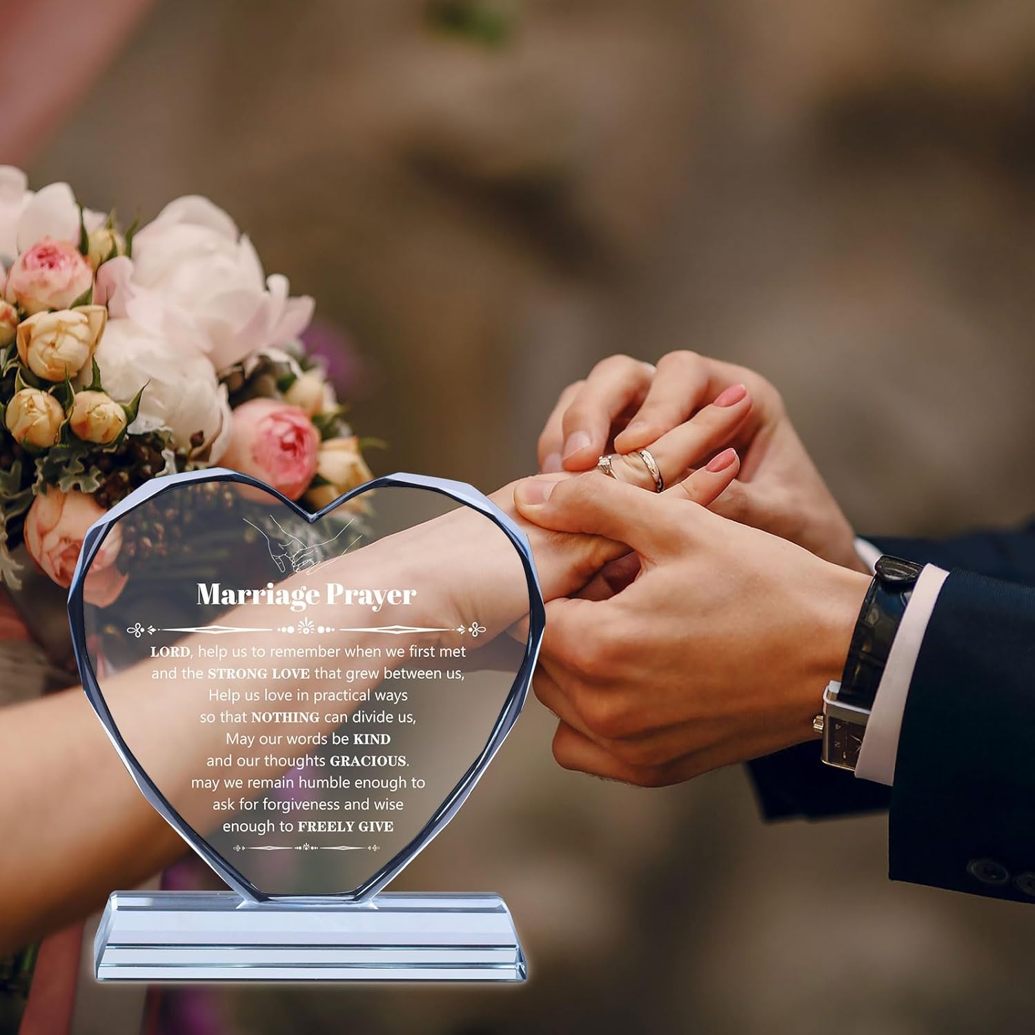 Wedding Gifts for Couples 2026, Marriage Prayer Plaque, Unique K9 Crystal with Inspiring Quotes, Anniversary Wedding Gifts for Couples, Newlywed Mr and Mrs Gifts.