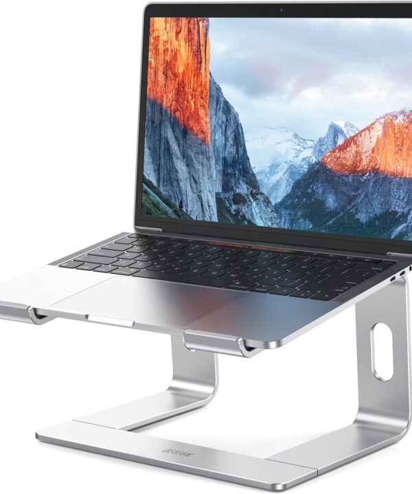 BESIGN LS03 Aluminum Laptop Stand, Ergonomic Detachable Computer Stand, Notebook Riser Compatible with Air, Pro, Dell, HP, Lenovo More 10-15.6" Laptops, Silver
