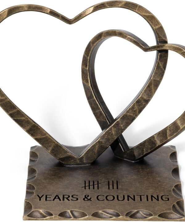 Vastsea 8 Year Anniversary Bronze Gifts - 8th Anniversary Wedding Handcrafted Hearts Sculpture for Her Him Couple Wife Husband, with Card & Gift Box