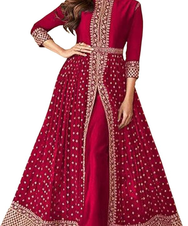 Wedding Party Wear Designer Stitched Embroidery Worked Full Length Anarkali Gown Suits