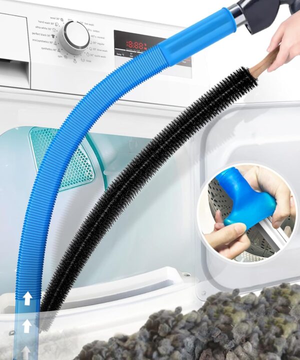 2 Pieces Dryer Vent Cleaner Kit Compatible with Most Vacuum Cleaner, Dryer Lint Brush and Vacuum Hose Attachment with Universal Connector, Quickly Lint Remover
