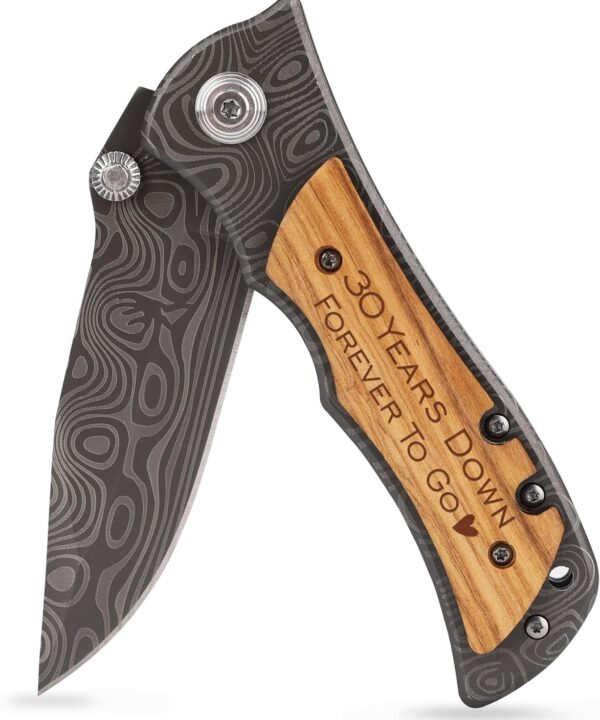 30 Years Anniversary Presents for Him Gifts, Pearl Wedding Anniversary Keepaske Gift for Husband Dad, Happy 30th Anniversary Present for Men Pocket Knife Gift from Wife, 30Years Down, Forever to Go