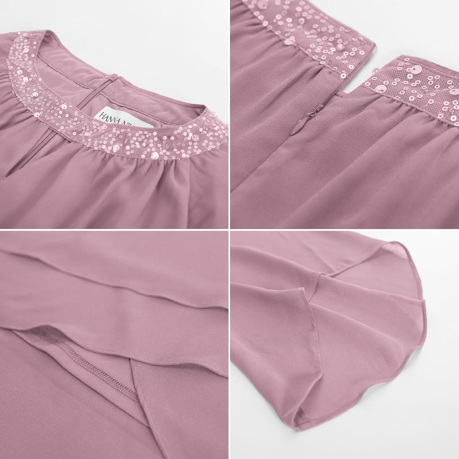 Hanna Nikole Mother of Bride Pant Suits Plus Size Half Sleeve 2 Piece Chiffon Pantsuit Formal Wedding Guest Outfit