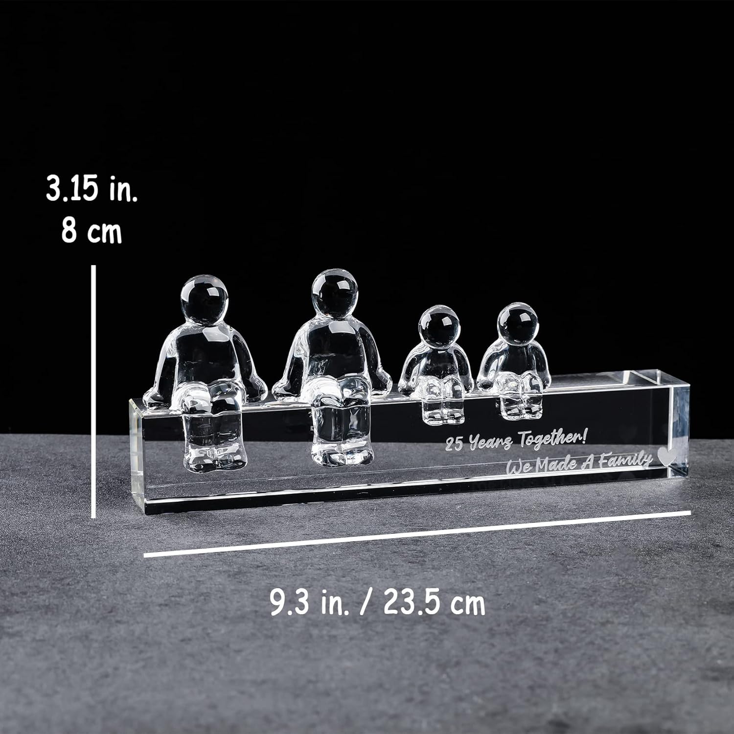 25th Silver Wedding Anniversary Crystal Gifts for Her Wife, 25 Years Together We Made A Family Glass Decoration Keepsake for Parents (2 Children)