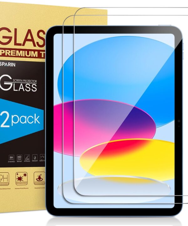 SPARIN Screen Protector for iPad A16 2025 11th (11 Inch) /10th Generation 2022 (10.9 Inch), 2 Pack Tempered Glass for iPad 11/10 Gen, Case Friendly, Anti-Scratch, Touch Sensitive