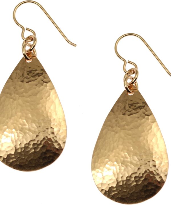 Small Hammered Bronze Teardrop Earrings