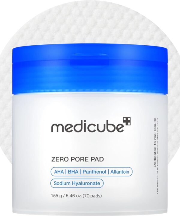 medicube Toner Pads Zero Pore Pad 2.0 | Dual-Textured Facial Pad for Exfoliation and Pore Care with 4.5% AHA Lactic Acid, 0.45% BHA Salicylic Acid | Ideal for All, Korean Skin Care, 70 Pads (1 Pack)