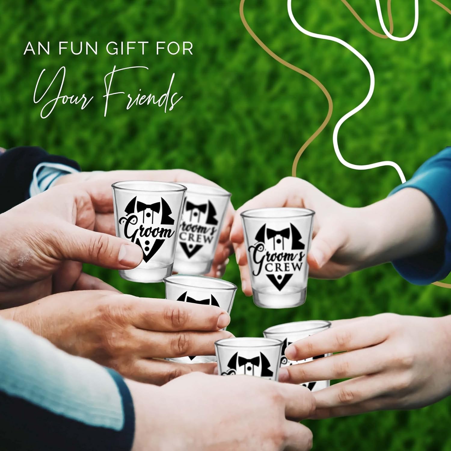 Bachelor Party Shot Glass Set of 12 1 for Groom and 11 for Groomsmen, 1.75oz Glasses, Groomsmen Proposal Gifts For Wedding, Team Groom Proposal, Party Favors for Men And Gift Ideas