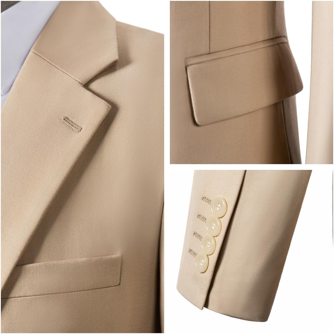 Mens 3 Piece Regualr Fit One Button Formal Business Men Suit Groomsman Tuxedos for Wedding(Blazer+Vest+Pant)