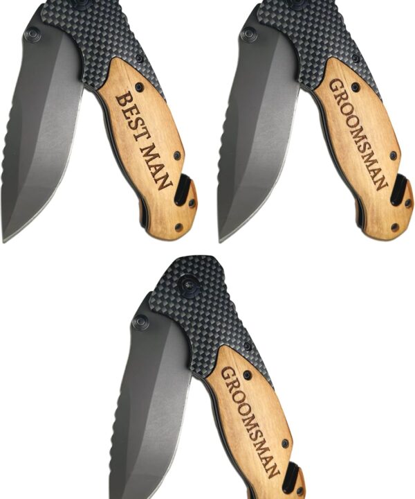 Groomsmen Pocket Knife Gift - Set of 3, 4, 5, 6, 7, 8, 9, 10, 11, 12. Groomsman Proposal Knife, Best Man & Groom - Bulk